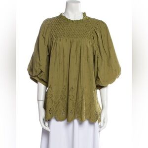 Love the label olive green mock neck blouse
